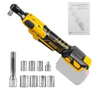 Llave de carraca con batería de 3/8", compatible con batería Dewalt de 20 V (sin batería), 80 Nm, carraca eléctrica sin escobillas con adaptador de 1/4", barra de extensión y 7 llaves