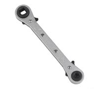 Llave de carraca de acero al carbono cromada con 4 tamaños (1/4", 3/8", 5/16", 3/16", 3/16") para mantenimiento de sistemas de refrigeración, compacta, 14 cm (blanco plano)