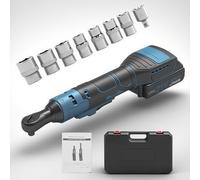 Llave de Carraca Eléctrica Inalámbrica 3/8'' 70N.m 400 RPM, Llave de Trinquete con Bateria 2 X 1300 mAh y Cargador, Incluye 8 Enchufes y Caja de Herramientas para Reparación de Automóviles y DIY