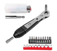Llave de carraca magnética, llave de carraca reversible de 1/4 pulgadas, adecuada para espacios reducidos, 20 accesorios, Phillips, ranura, hexagonal, cuadrada, llave de tubo, mini carraca para coches