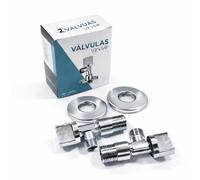 llave de escuadra 1/2” x 3/8” valvula de angulo Pack 2 Unidades - Llave de Paso Angular para WC, Lavabo y Electrodomésticos - Latón Cromado Duradero y Antifugas