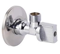 Llave de escuadra cromada 1/4 de vuelta con roseta | Entrada macho 1/2" - salida macho 3/8" | Cierre rápido | Ideal para lavabo, bidé o inodoro | Fácil instalación | QUICK PLOMBERIE