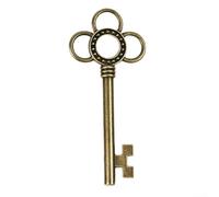 Llave de esqueleto de latón envejecido, cerradura de puerta de armario, estilo antiguo, pestillo de cajón para muebles rústicos, manualidades, llavero de bronce, adorno de caza del tesoro (D)