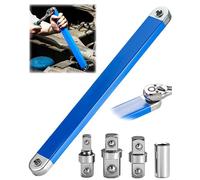 Llave de extensión de desplazamiento, extensor de llave de trinquete de cero grados de 15 pulgadas, herramienta de llave de vaso con adaptadores de unidad cuadrada (1/2 pulgada, 1/4 pulgadas, 3/8