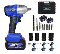 Llave de impacto, 420Nm Alto Par Pistola de impacto con 2x6,0Ah batería, Atornillador de Impacto de 1/2 pulgadas,4 Vasos de Impacto 14/17/19/22mm,llave de impacto Tornillos Ruedas Coche, Caja Compacta