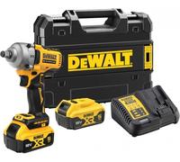 DEWALT Llave de impacto 18V XR, motor sin escobillas con 2 baterías XR 18V de 5.0Ah y cargador multivoltaje, DCF891P2T-QW