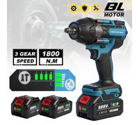 Llave de impacto eléctrica sin escobillas de 1800N.M, taladro inalámbrico de 1/2 pulgada, destornillador, herramienta eléctrica para batería de litio Makita de 18V 1 Battery Wrench