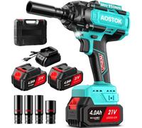 Llave de impacto inalámbrica: 2 baterías de 4 Ah de 800 Nm, par de torsión muy potente, herramienta profesional adecuada para varios escenarios, potencia a través de cualquier tarea con facilidad