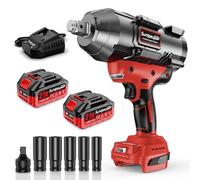 Llave de Impacto Inalámbrica 3/4 Pulgadas 21V, Kit con 2 Baterías 4.0Ah y Cargador Rápido, Incluye 5 Sockets de Impacto (17/19/21/22/24mm) y Adaptador 3/4" a 1/2", Ideal para talleres y construcción