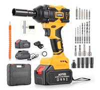 Llave de Impacto Inalámbrica , 400N.m 21V 3 en 1 Pistola de Impacto Brushless Parada Automática 2 Baterías 4.0Ah Atornillador y Taladro de Impacto de 1,6kg para Bricolaje y Muebles 29 Accesorios