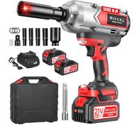 Llave De Impacto Inalámbrica De 1200 Nm, Equipada Con 2 Baterías De 4000 Mah, 5 Llaves De Vaso, 1 Adaptador De 1/2 Pulgada a 3/4 Pulgada, Ideal Para Uso En Automóviles, Camiones y El Hogar.