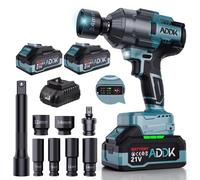 Llave de impacto inalámbrica de 1600 Nm, taladro de impacto de 1/2 pulgadas con 2 x 4,0 Ah baterías, aprietatuercas de impacto eléctrico 6 velocidades ajustables, 21 V, 2600 RPM, para camión de coche