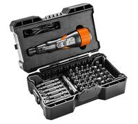 NEO TOOLS Destornillador inalámbrico micro-USB 3,6 V, ion de litio, velocidad de rotación 280 rpm, portaherramientas de 6,35 mm (¼"), par máximo 2,1 Nm, 0,16 kg, accesorios: puntas cortas, puntas