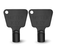 Llave de medidor de gas y electricidad de plástico (paquete de 2) - Llave de caja de medidor de utilidad con enchufe triangular - Llave de plástico duradera negra para armarios, contenedores y acceso
