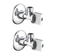 llave de paso 1/2"-3/8", contiene 2 unidades. Llave de escuadra, válvula de corte de agua, ideal para baños, cocinas, bares o restaurantes (Mando metálico)