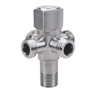 Llave De Paso Cisterna Wc Válvula De Agua Fría Y Caliente De Acero Inoxidable Para Baño Lavadora Fregona Fregadero Uso Doméstico G1/2 Cuatro Salidas Unidad Única