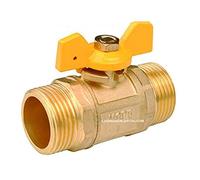 LLAVE de PASO GAS mariposa LATÓN 1" - 32mm. Válvula montante bola EM para GAS Canalizado. PN 5. Válvula de palanca corta 1" macho para fontanería.