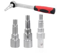 Llave de paso para radiador para lengüetas de válvula, trinquete de 30 dientes, acero al carbono cromado, se adapta a unidades de 1/2 pulgada, 3/8 pulgadas, 1/4 pulgadas