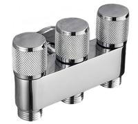 Llave De Paso Válvula Angular G1/2 De Cobre Una Entrada Y Tres Salidas Para Desviador De Inodoro E Interruptor De Grifo De Lavadora Tres Roscas G1/2 Plateadas