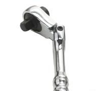Llave de trinquete 2 en 1 de 1/4 pulgadas, mango de trinquete reversible con cabeza flexible, herramienta de metal de ángulo de giro bajo de 5 grados para spa apretado (plateado)