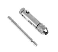 Llave de trinquete ajustable con mango en T para grifos de tornillo métricos M3-M8, juego de 5 piezas con construcción de acero cromado y portabrocas moleteados para llave de grifo de agarre seguro