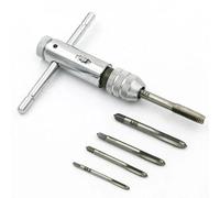 Llave de trinquete ajustable con mango en T para grifos de tornillo métricos M8, totalmente de acero cromado, 85 mm de longitud, sujeción paralela, compatible (juego de 7 piezas)