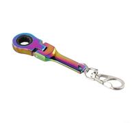 Llave de trinquete compacta de 10 mm con soporte para llavero, junta giratoria de 180 grados para una acción suave durante tareas de fijación repetidas (colorida)
