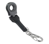 Llave de trinquete compacta de 10 mm con soporte para llavero, junta giratoria de 180 grados para una acción suave durante tareas de fijación repetidas (negro)