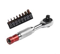 Llave de trinquete de 1/4 pulgadas con soporte de brocas para destornillador hexagonal Torx - Llave de trinquete ajustable con mango de goma antideslizante, 8-P (H1.5-H6)