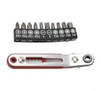 Llave de trinquete de cabeza de codo de 90 grados con 16 dientes, mango ergonómico y 10 puntas de destornillador hexagonal de 25 mm para atornillar de precisión