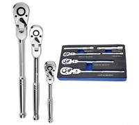 Llave de trinquete de cabeza flexible, barra de extensión giratoria de 72 dientes, extensible, juego de trinquete telescópico para espacios reducidos de 1/4 3/8 1/2 pulgadas, 6 unidades