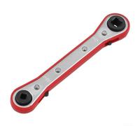 Llave de trinquete de doble cabeza con cabezales cuadrados para HVAC y válvula de refrigeración, ajuste de vástago de aire acondicionado y compresor herramienta de reparación (A)