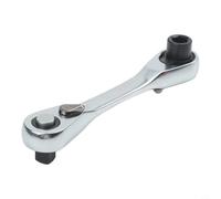 Llave de trinquete de doble extremo de 72 dientes con cabeza de desplazamiento para protección de nudillos, hecha de acero tratado térmicamente, mecanismo de interruptor de pulgar reversible para