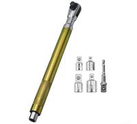 Llave de trinquete de extensión de desplazamiento de 12 pulgadas diseñada para llaves neumáticas y eléctricas con 4 adaptadores de conversión de enchufes, incluyendo adaptador de broca de 1/2 pulgada
