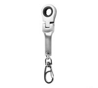 Llave de trinquete de metal de 10 mm con compatibilidad con llavero, junta giratoria de 180 grados para un rendimiento estable en tareas mecánicas ligeras (plata mate)