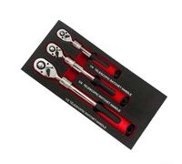 Llave de trinquete de precisión de 72 dientes con brazo retráctil para enchufes de 1/4 3/8 1/2 pulgadas y capacidad de conmutación direccional rápida (3 piezas)