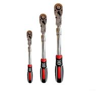 Llave de trinquete giratoria de 72 dientes con rotación de cabeza de doble dirección y mango telescópico para un mejor alcance y control en puntos estrechos (3/8 pulgadas)