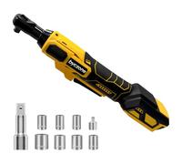 Llave de trinquete inalámbrica de 3/8 pulgadas para batería Dewalt de 20 V (sin batería), trinquete de energía eléctrica de 45 pies-libras (61 N.m) con velocidad variable, 7 enchufes, adaptador de 3/8