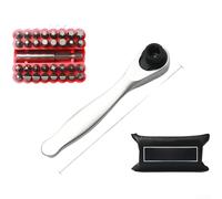 Llave de trinquete, juego de enchufes, puntas de destornillador, 72 dientes para mini conductor, hexagonal reversible de 1/4 pulgadas, acero al cromo vanadio, bolsa de kit de 33 piezas (convencional)