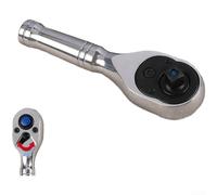 Llave de trinquete reversible de 1/4 pulgadas con mecanismo de 72 dientes para fijación de precisión en áreas confinadas (plata)
