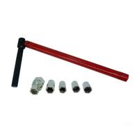 Llave de tubo ajustable con 5 cabezales de enchufe y juego para 260 mm largo fabricado con mango antideslizante de acero al carbono (rojo)