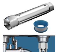 Llave de tubo ajustable para instalación de fregadero y drenaje, herramienta de reparación de llave de fontanería de doble cabeza de 23-27 mm y 34-40 mm, llave de vaso de trinquete (34-40 mm)