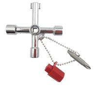 Llave de Utilidad Multifuncional 4-Puntas, Llaves Universales,Llave Contador Agua Universal Llave Armario Eléctrico para Ascensores, Contadores de Agua, Armarios Eléctricos, Válvulas