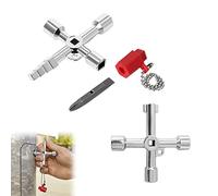 Llave De Utilidades Multifuncional, 2 Piezas Llave Cruzada Universal, Para Medidores Eléctricos, Medidores Agua, Radiadores, Gabinete De Control, Plata