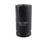 Llave de vaso de impacto de 27 mm de profundidad, 3/4 pulgadas, hexagonal, 6 puntos, acero al cromo vanadio