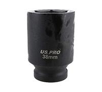 Llave de vaso de impacto de 38 mm de profundidad, 3/4 pulgadas, hexagonal, 6 puntos, acero al cromo vanadio