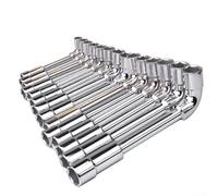 Llave de vaso en forma de L de doble cabeza con codo perforado, enchufe hexagonal, acero al cromo vanadio forjado para equipos de construcción y reparación de vehículos (14 mm)