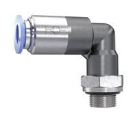 Llave de vaso en L «Serie azul», autobloqueo, G 1/2 a, para manguera de diámetro exterior de 12 mm, de trabajo. Máx. 10 bar, plástico/MS vern.