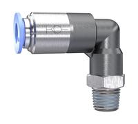 Llave de vaso en L «Serie azul», autobloqueo, R 3/8 a, para manguera de diámetro exterior de 12 mm, de trabajo. Máx. 10 bar, plástico/MS vern.