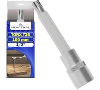 Llave de Vaso Externo Torx T25x100 mm Punta Torx con Cuadrado de 1/2" | Fabricado en Acero S2 y Cromo Vanadio - MONTERAL